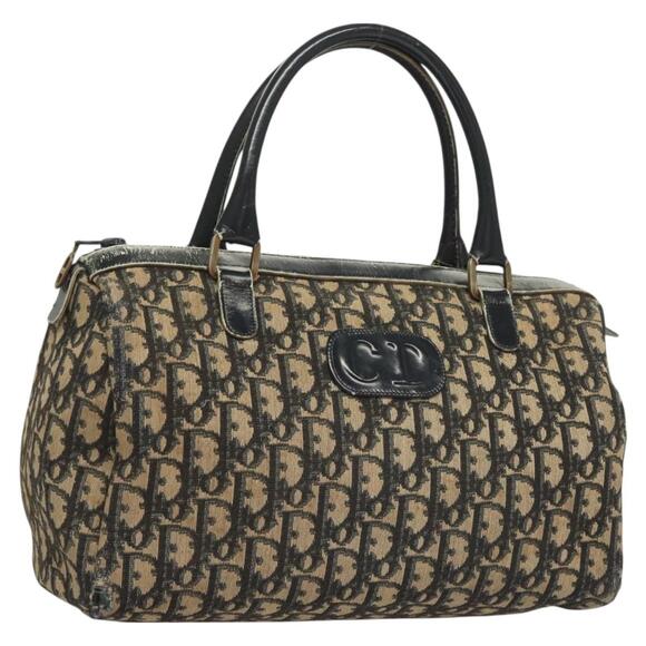 DIOR Trotter Canvas Hand Bag Navy Gold - Picture 1 of 12
